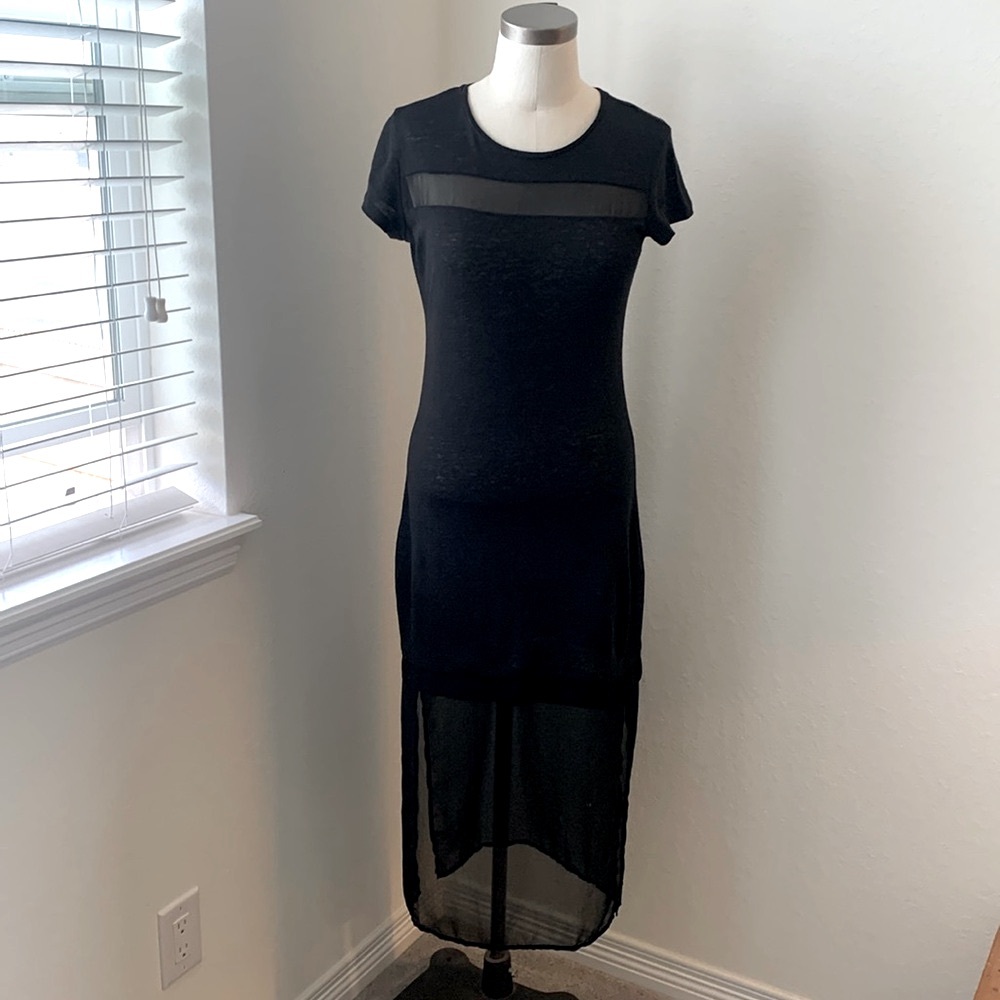 Sandro Paris Sheer Mesh panels Midi Dress In Black Size Sandro 2 Medium goth